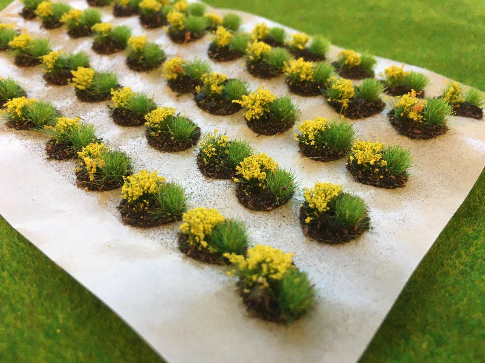 Yellow Mini Flower and Grass Dioramas Static Grass Tufts Etsy