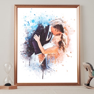 Aquarell Portrait Kunstwerk von Dir und Deinem Liebsten zur Hochzeit, Verlobung oder aus Liebe