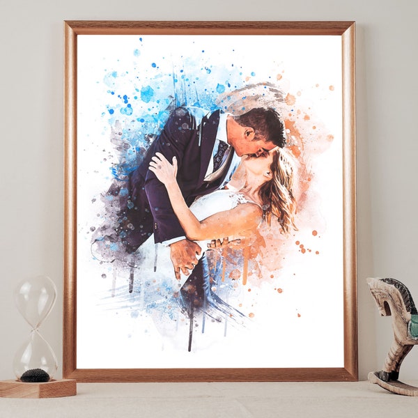 Aquarell Portrait Kunstwerk von Dir und Deinem Liebsten zur Hochzeit, Verlobung oder aus Liebe