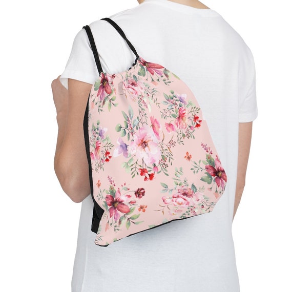 floral drawstring bag