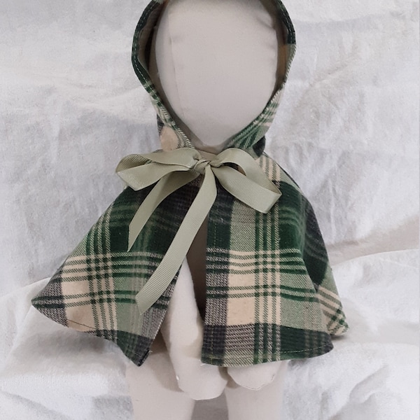 Patrón de costura Doll Capelet (descarga instantánea) de varios tamaños, fácil para principiantes (capa corta con capucha)