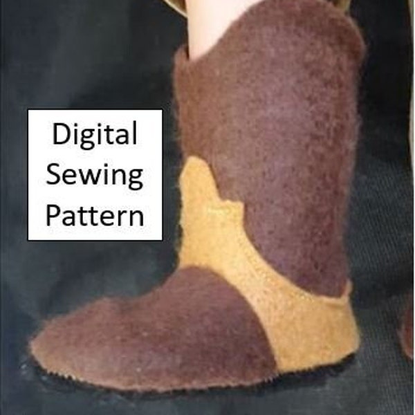 18 inch doll Cowboy Boots Sewing Pattern with video directions