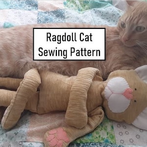 Cat Ragdoll Sewing Pattern, up to size 18 inches, adjustable size pattern image 1