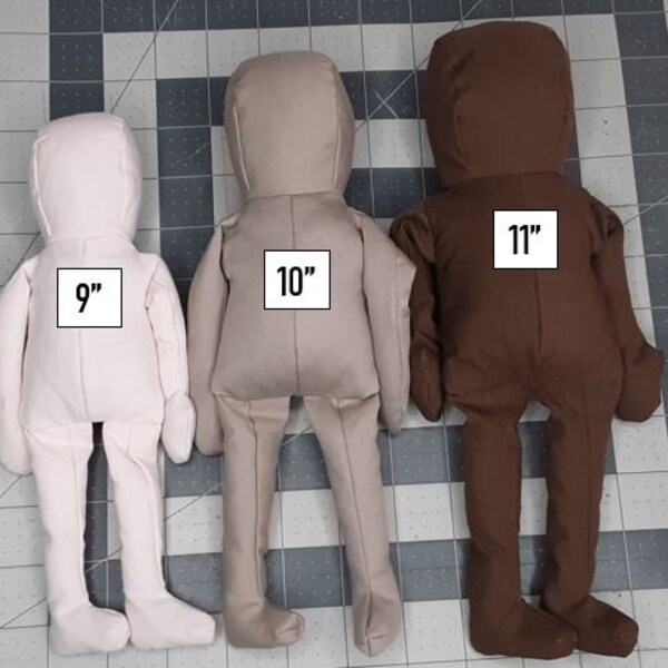 9, 10 and 11 inch doll pattern PDF to make full dolls or cuddle bodies, weighted