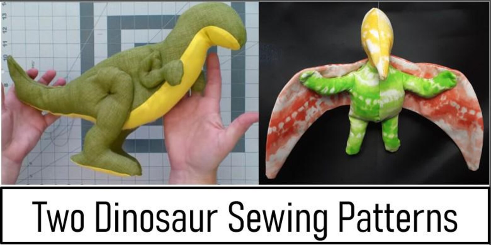 T Rex and Pterodactyl Sewing Patterns - Adjustable Size Instant ...
