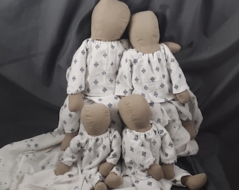 Two Piece Doll Pajamas Sewing Pattern for sizes 13-19" dolls in an instant download PDF (4 sizes in one document!)