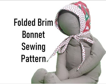 Folded Brim Bonnet Sewing Pattern (Instant download PDF includes multiple sizes)