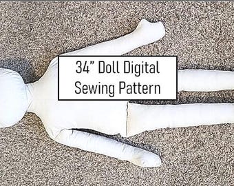 34" Blank Doll Digital Sewing Pattern (with instructions to adjust the size and a video tutorial)