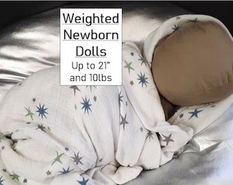 Newborn Height and Weight Doll (weighted with sand, and available in 5 colors) Up to 21" and 10lbs