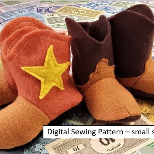 Baby Cowboy Boot Sewing Pattern 4 Sizes Etsy