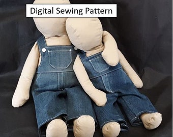 Doll Overalls Sewing Pattern and Tutorial with Six Sizes in one PDF (instant download)