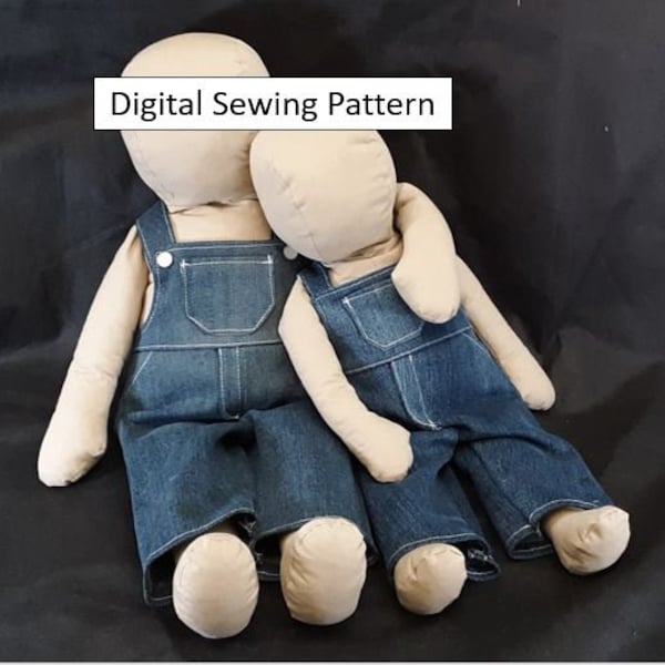 Doll Overalls Sewing Pattern and Tutorial with Six Sizes in one PDF (instant download)