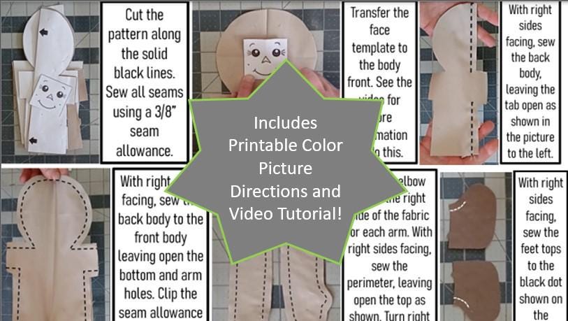 Classic Ragdoll Sewing Pattern, up to Size 14 Inches, Adjustable Size ...