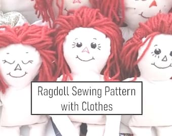 Classic Ragdoll Sewing Pattern, up to size 14 inches, adjustable size pattern