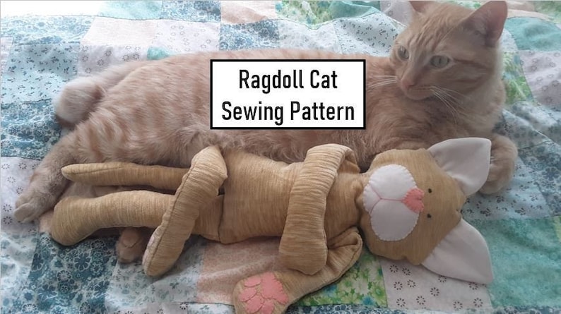 Cat Ragdoll Sewing Pattern, up to size 18 inches, adjustable size pattern image 1