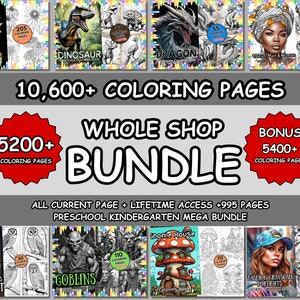 10,600+ Coloring Pages for Kids and Adults, Whole Shop Bundle, Variety Coloring Pages, Colouring Sheets, Digital Download, Printable PDF