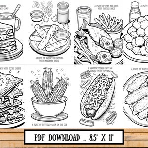 Junk Food Coloring Pages for Adults and Kids - 60 Pages + Free Cover ...