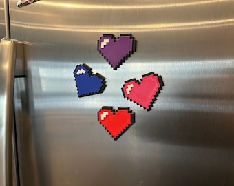 Retro Pixel Heart Magnet | Gamer Gift | Home Decor | 3D Printed