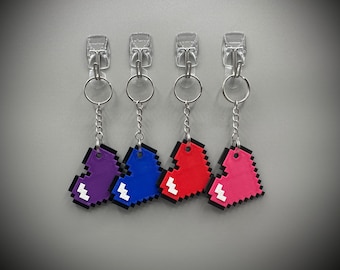 Retro Pixel Heart Keychain | Gamer Gift | 3D Printed