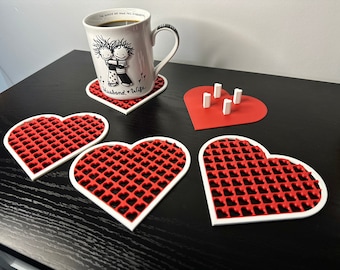 3D Printed Heart Shaped Coaster Set | Heart Pattern | Home Decor