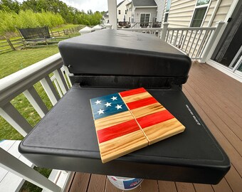 4.5" Square Drink Coasters - Rustic American Flag - Red, White, Blue - Pine - Out Door Décor