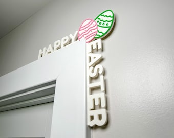 Easter Door Trim Decor With Three Designs To Choose From, Happy Easter, Carrots, And Bunny Ears. Great To Add To Your Spring Decor.