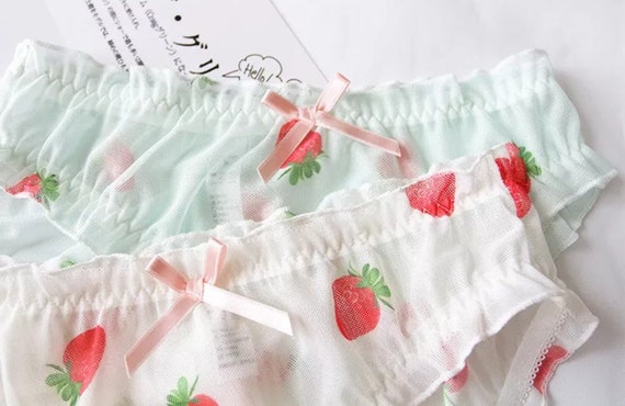 Strawberry Kawaii Princess Panties Girls Frilly Lacy Panties Women