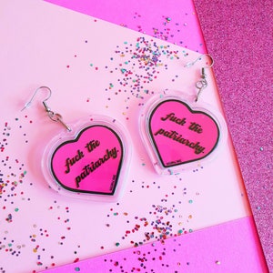 Fuck the Patriarchy Keychain, Feminist Keyring, Fuck Keyring, Emo Accessories, Pink Red Keychain, Swear Word, All Too Well, Feminist Gift image 3