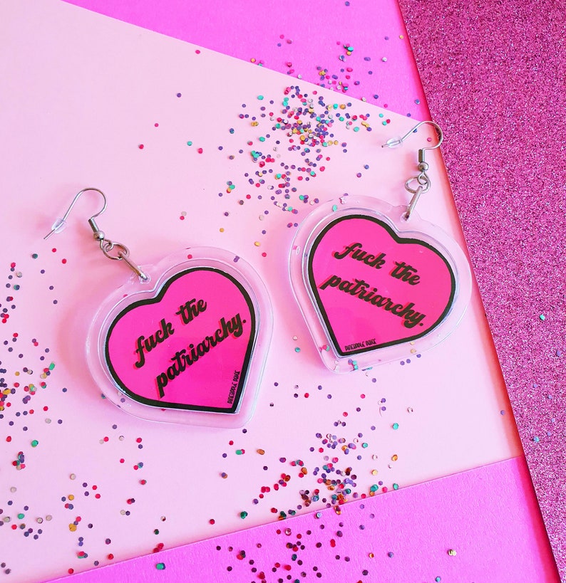 Fuck the Patriarchy Keychain, Feminist Keyring, Fuck Keyring, Emo Accessories, Pink Red Keychain, Swear Word, All Too Well, Feminist Gift image 3