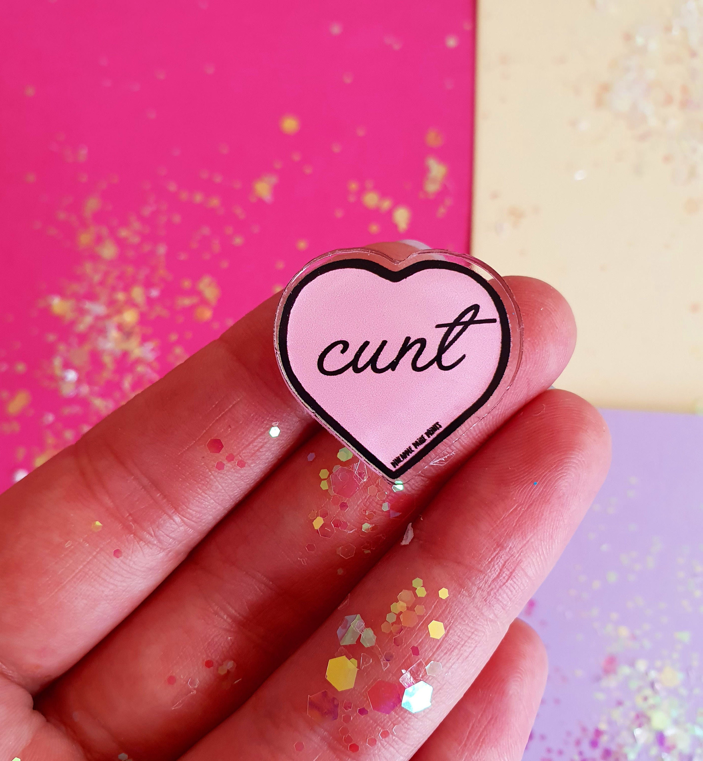 3 Pack Pins Set, Heart Pins, Cunt Pin, Fuck Pin, Fuck the Patriarchy,  Feminist Gifts, Best Friend Gift, Insulting Gifts, Sassy Gift, Lanyard 