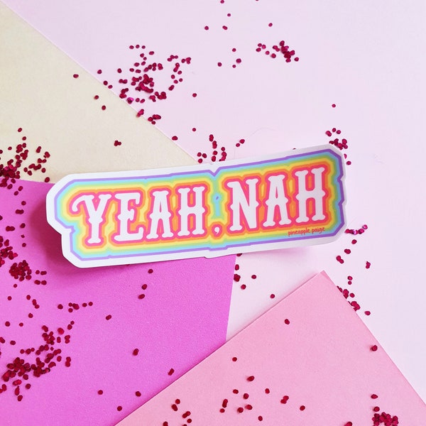 Yeah Nah Sticker, Aussie Slang Sticker, Rainbow Aesthetic, Australian Gifts, Colourful Sticker, Gap Filler Sticker, Clowncore, Accessories