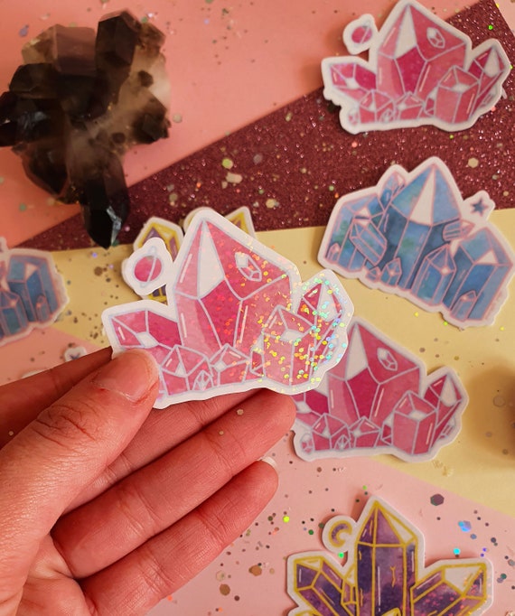 Glitter Crystal Sticker Set, Sparkle Stickers, Holographic Sticker, Crystal  Cluster, Witch Stickers, Space Stickers, Aesthetic Sticker Pack 