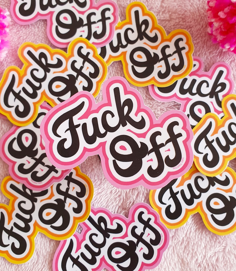 Fuck Off Sticker, Fuck Sticker, Sweary Sticker, Social Distance Sticker, Fuck Gifts, Fuckers, Swear Words, Retro 60s Stickers, Sassy Sticker image 1