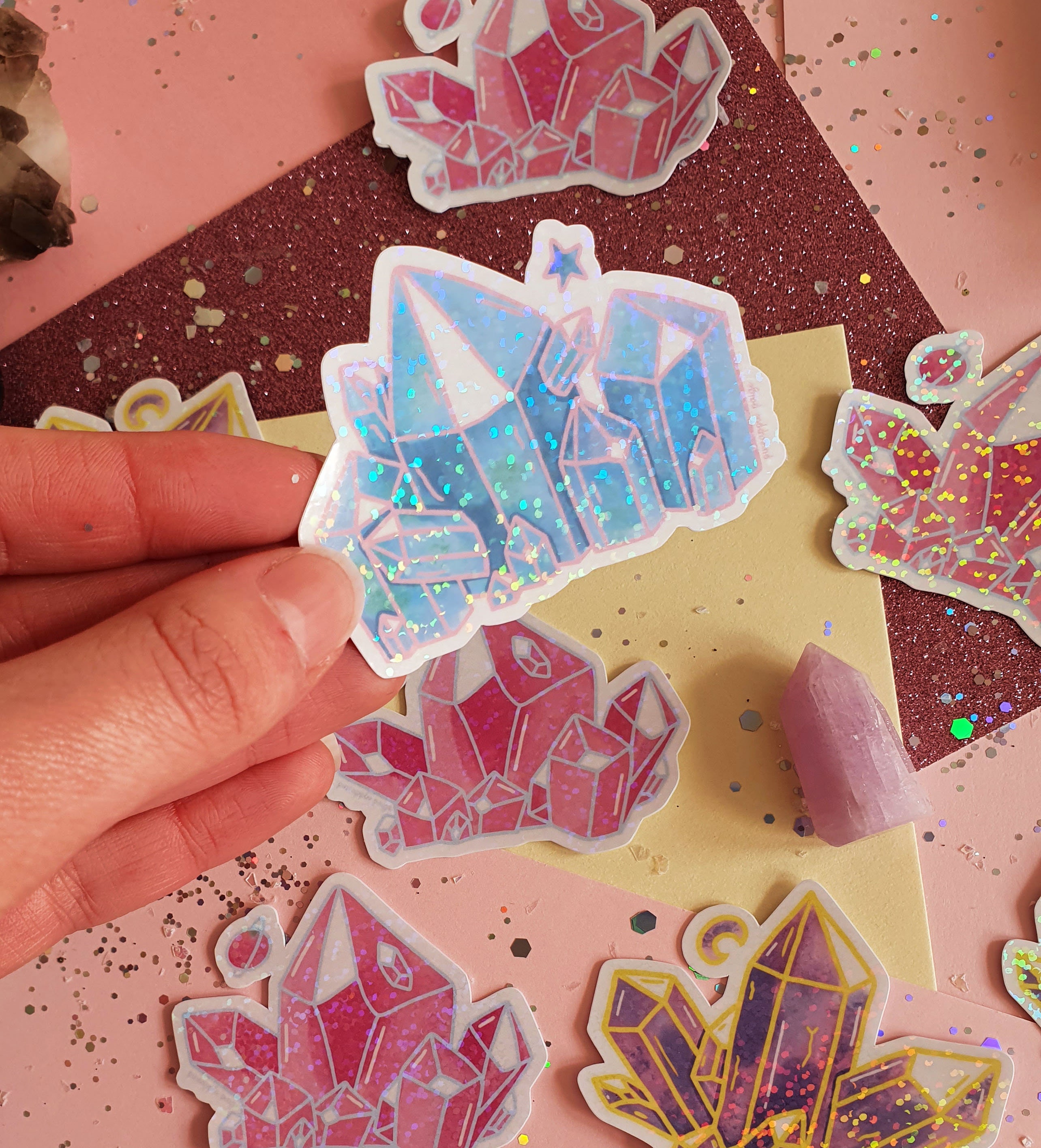 Glitter Crystal Sticker Set, Sparkle Stickers, Holographic Sticker, Crystal  Cluster, Witch Stickers, Space Stickers, Aesthetic Sticker Pack 