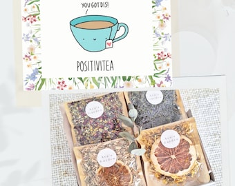 Positivitea Herbal Tea Self-Care Gift Set | Gift for Her | Pamper Box | Stress Relief Gift Box | Spa Gift Box |