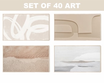 Samsung Frame TV Art Bundle, 40 Digital Artworks with Neutral Tones and Abstracts Collection, Tv Konst Bunt, Digitale Bilder