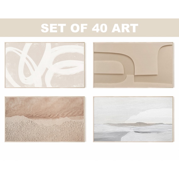 40 Neutral Abstract Prints for Samsung The Frame TV Art (Digital Download)