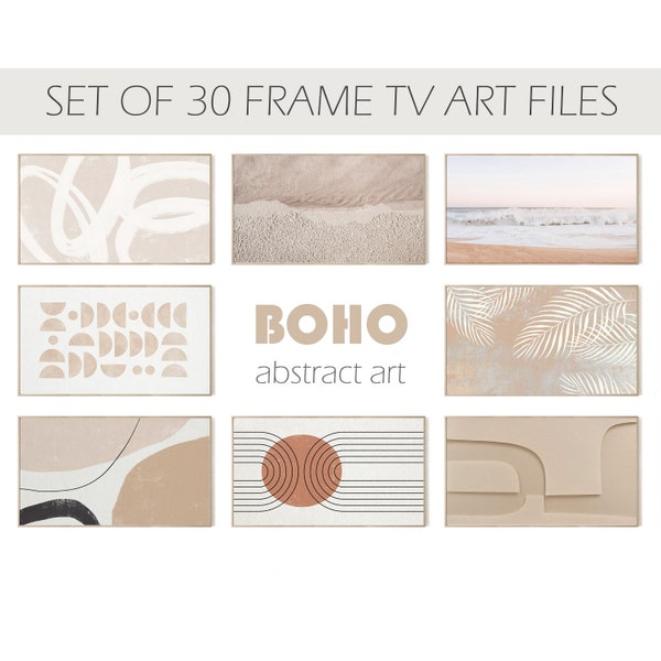 Samsung Frame TV Neutre Art abstrait Ensemble de 30, Boho Frame TV Art, Boho Abstract Art For Frame TV, Tons neutres Frame Tv Art
