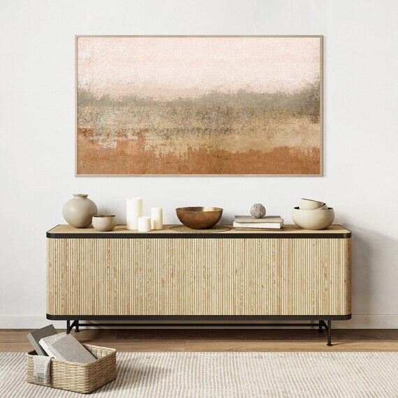 Samsung Frame TV Abstract Art in Neutral Warm Colors Brown and Beige