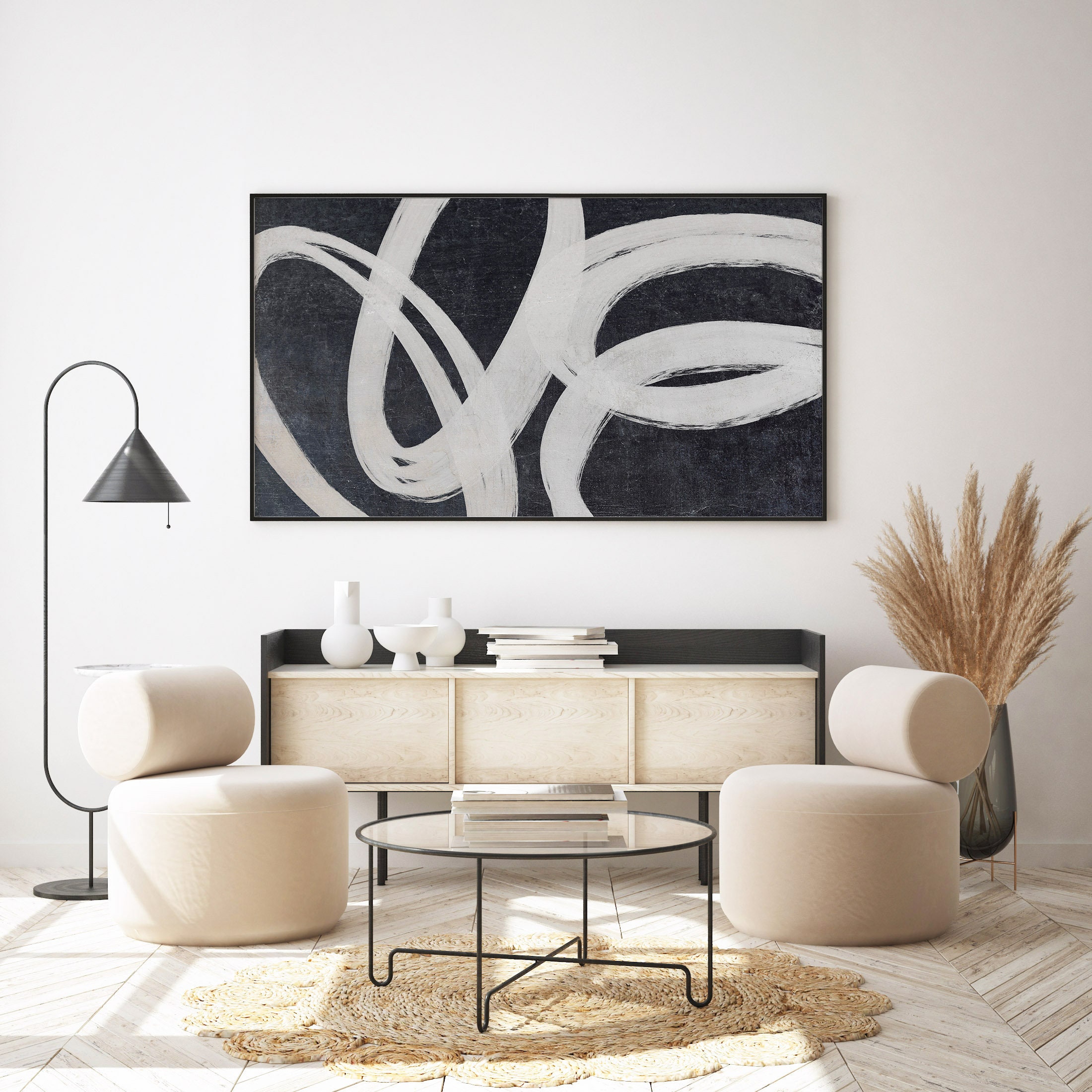 Minimalist Modern Art frame tv wall Watercolor art frame tv Samsung wall painting Contemporary