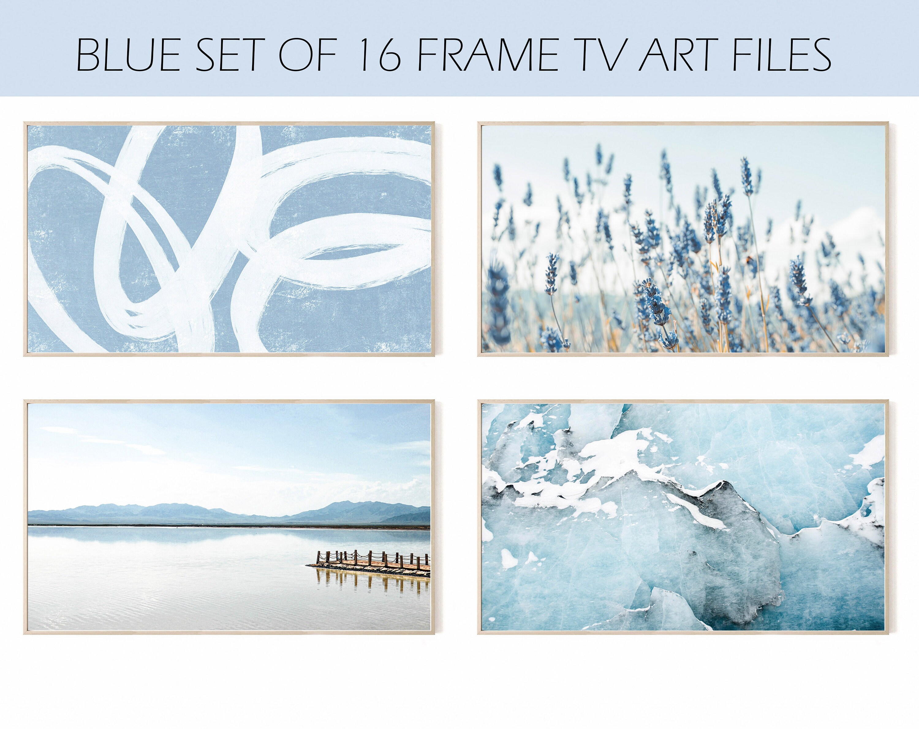 Samsung Frame TV Art Set, Blue Samsung Frame TV Art Set of 16 Artworks,  Neutral Frame Tv Art, Abstract, Instant Download - Etsy