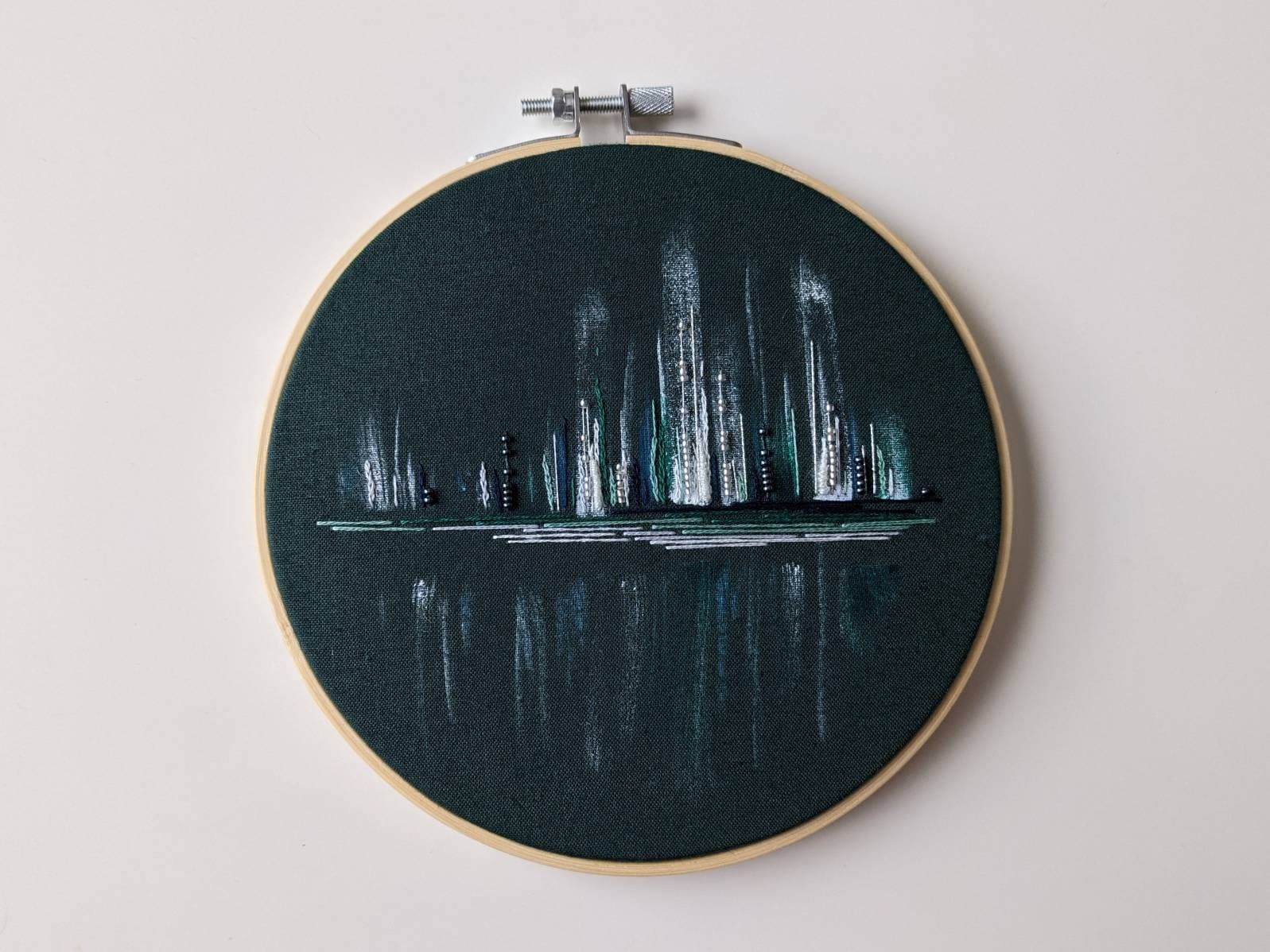 Frozen Reflections - 6 inch Mixed Media Embroidery Hoop Art