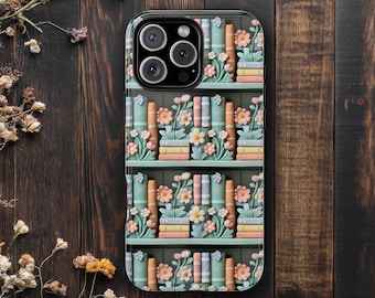 Cottagecore Bookish Phone Case - Cottagecore Floral Book Phone Cover, Bookish Phone Case Floral Aesthetic, Gift for Readers and Book Lovers