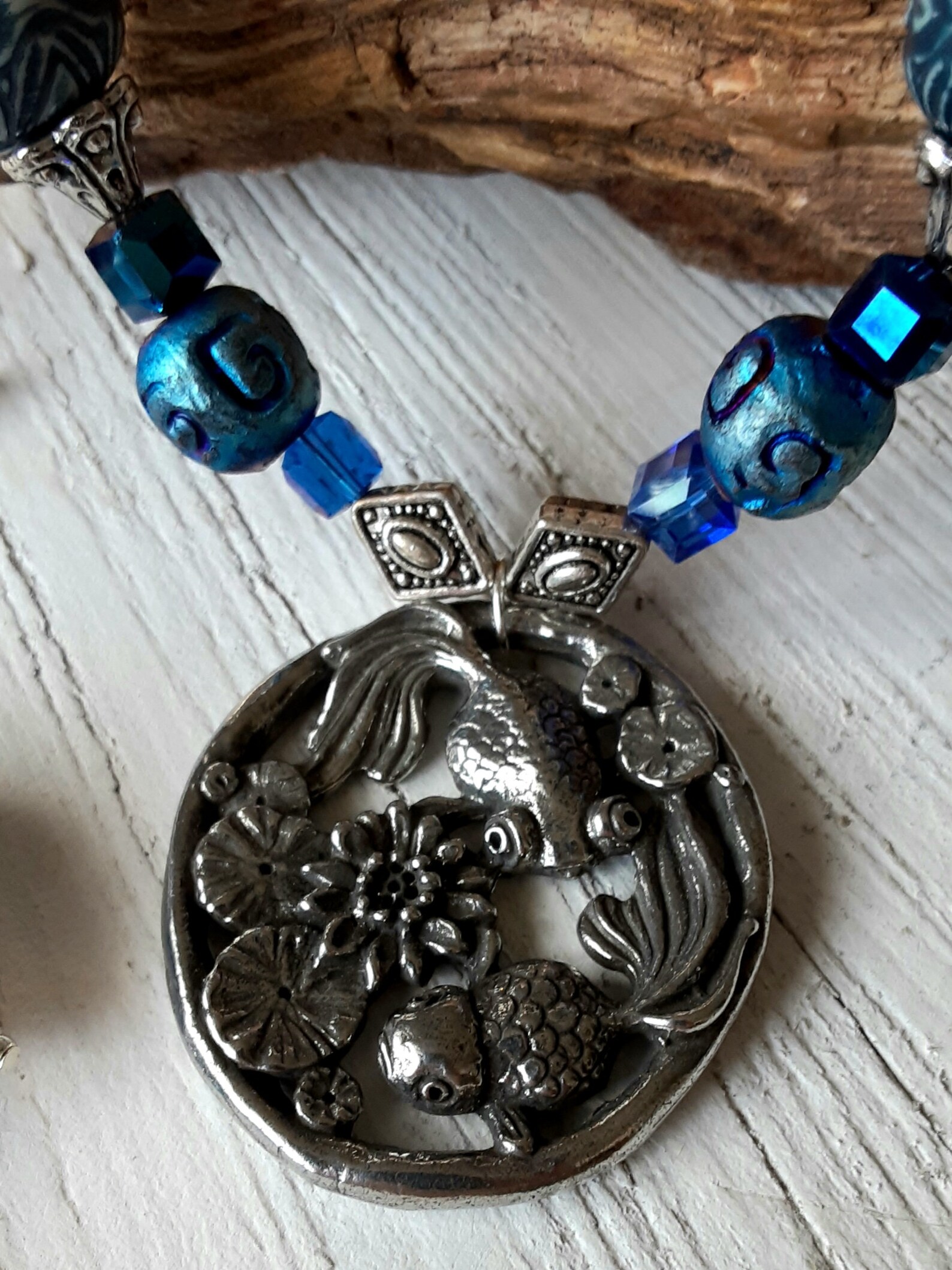 Artisan Asian Inspired Koi Pendant Necklace Earring Set Etsy