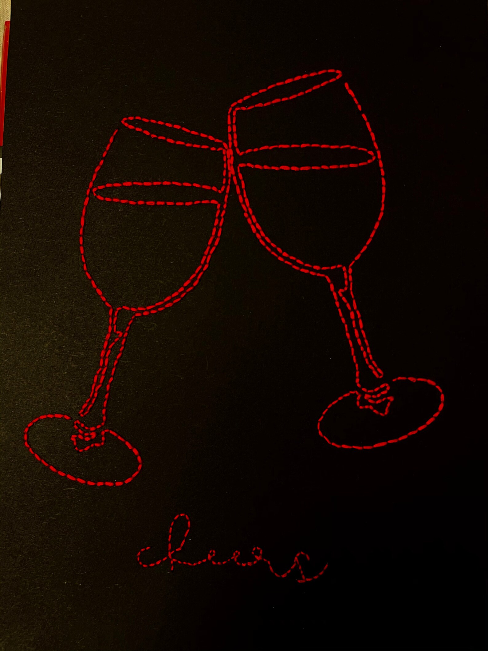 Handmade Wine Glass Embroidery Art Etsy