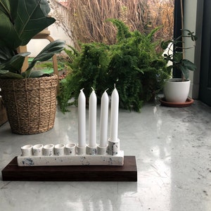 Hanukkah Modern Ceramic Menorah, Chanukiah, Contemporary Jewish gift, Modern Judaica Menorah, Chanukah Gifts