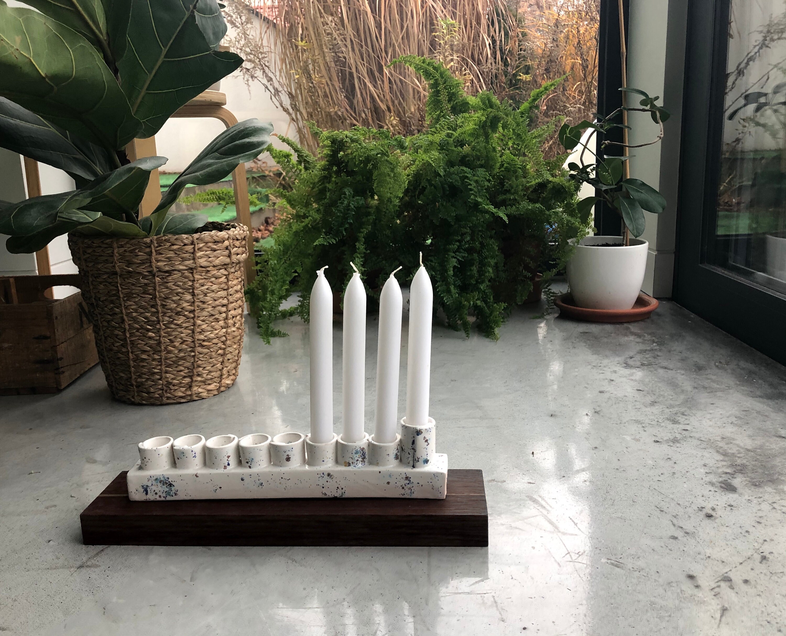 Hanoukka Modern Ceramic Menorah, Chanukiah, Contemporary Jewish Gift, Judaica Chanukah Gifts