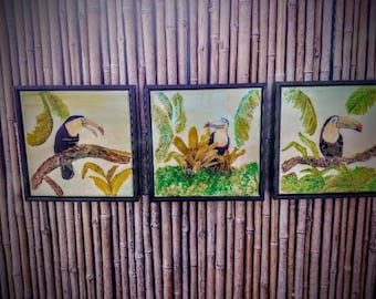 Arte tropical, Beach House Decor, Toucan Wall Art, arte hecho a mano, Playa