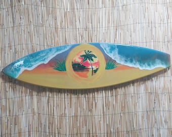 Decoración de pared de tabla de surf, arte de la pared de la playa, arte del océano, decoración de la playa, arte de la pared costera, decoración de la casa de la playa, playa, arte de las olas, arte de la pared tropical