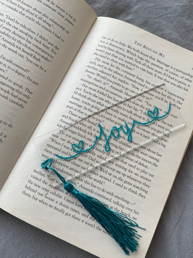 Acrylic Bookmark Bookmark With Tassel Book Lover Gift Etsy